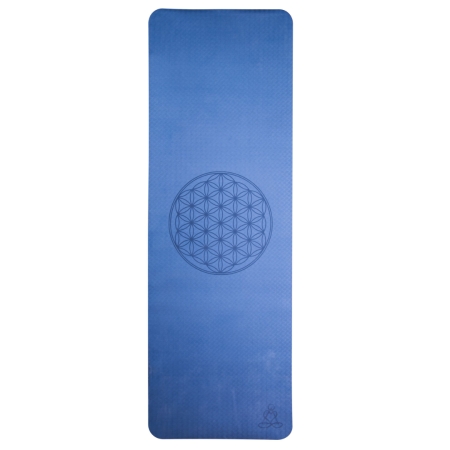 Yogamatte dunkelblau/hellblau mit Blume des Lebens von BERK